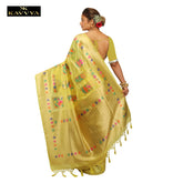 Kavvya Lemon Yellow Soft & Lightweight Raw Silk Weaving Saree - KAVVYA